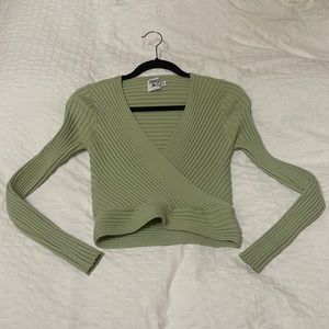 Princess polly light green long sleeve ribbed sweater top